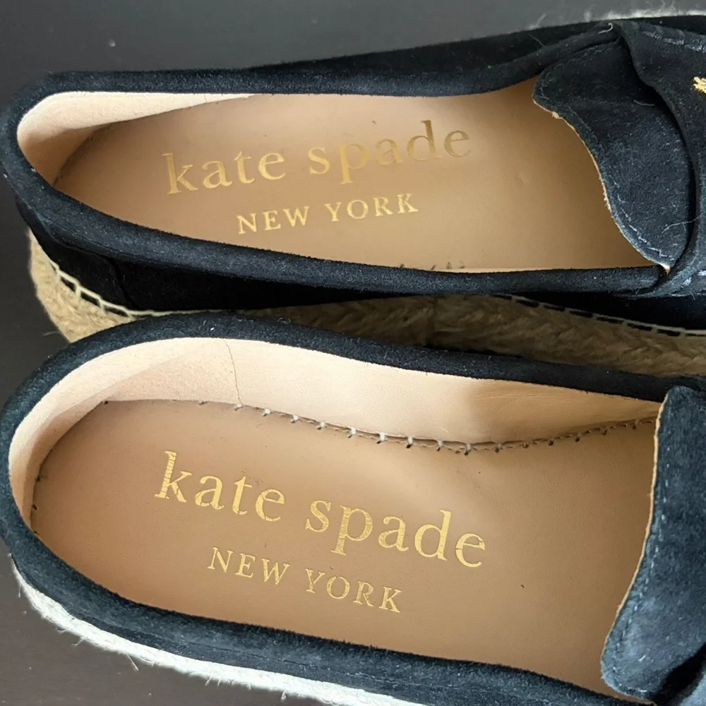 Kate Spade New York eastwell espadrille flat Black suede Sheep leather 5.5